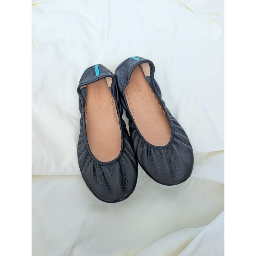 Tieks by Gavrieli Matte Black Leather Foldable Ballet Flats Sz 10 Non-Skid $210